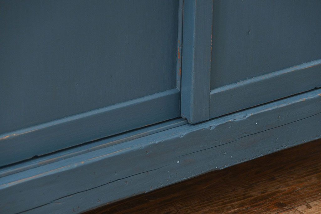 アンティーク家具　アンティークペイント　古い木の大きな作業台(テーブル、陳列台)