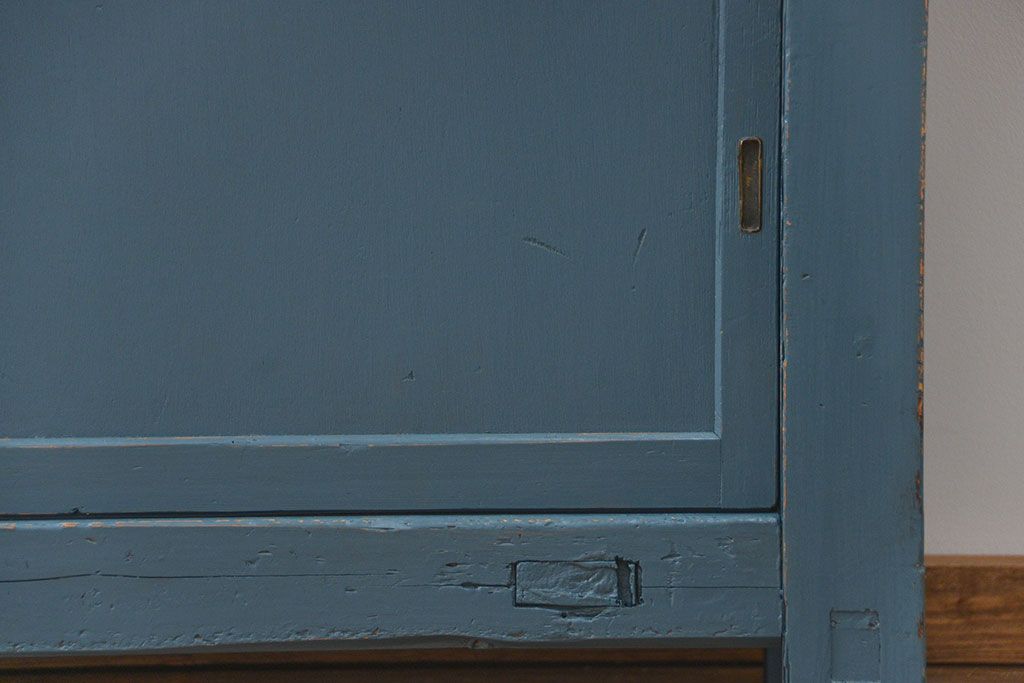 アンティーク家具　アンティークペイント　古い木の大きな作業台(テーブル、陳列台)