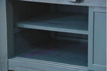 アンティーク家具　アンティークペイント　古い木の大きな作業台(テーブル、陳列台)