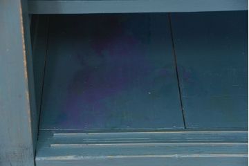 アンティーク家具　アンティークペイント　古い木の大きな作業台(テーブル、陳列台)