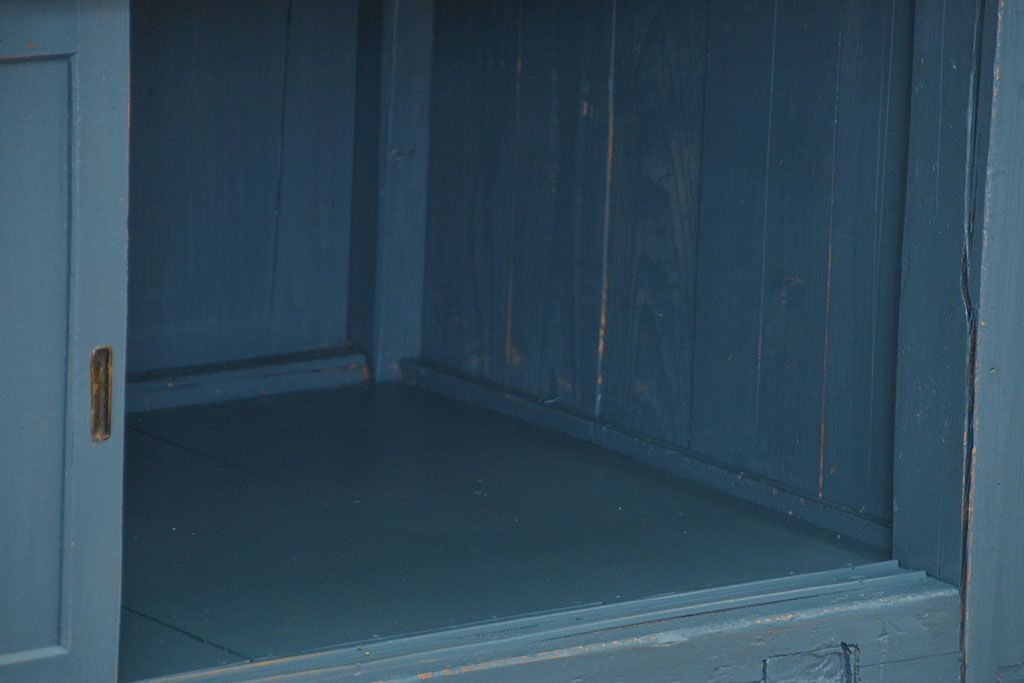 アンティーク家具　アンティークペイント　古い木の大きな作業台(テーブル、陳列台)