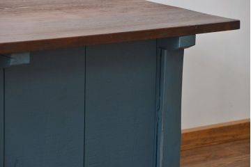 アンティーク家具　アンティークペイント　古い木の大きな作業台(テーブル、陳列台)