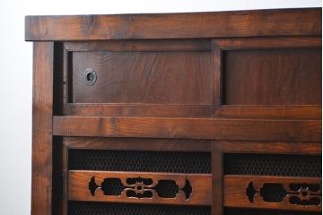 アンティーク家具　古民具・骨董 特別注文造り　希少な前面欅材!五尺水屋箪笥(食器棚、カップボード)