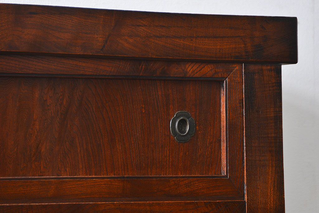 アンティーク家具　古民具・骨董 特別注文造り　希少な前面欅材!五尺水屋箪笥(食器棚、カップボード)