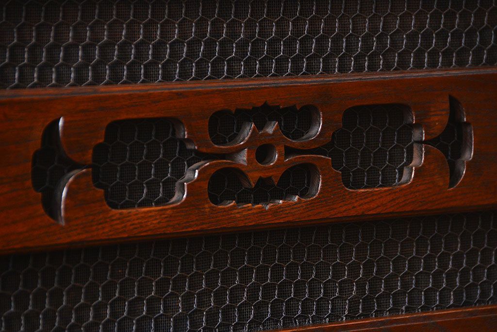 アンティーク家具　古民具・骨董 特別注文造り　希少な前面欅材!五尺水屋箪笥(食器棚、カップボード)