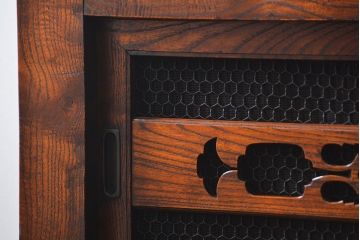 アンティーク家具　古民具・骨董 特別注文造り　希少な前面欅材!五尺水屋箪笥(食器棚、カップボード)