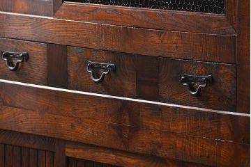 アンティーク家具　古民具・骨董 特別注文造り　希少な前面欅材!五尺水屋箪笥(食器棚、カップボード)