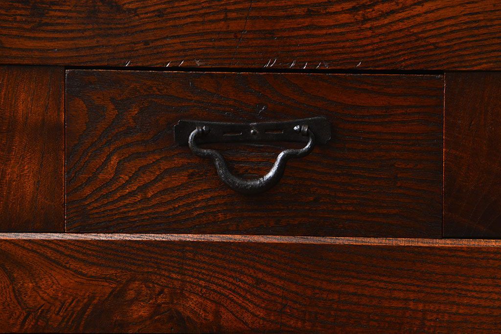 アンティーク家具　古民具・骨董 特別注文造り　希少な前面欅材!五尺水屋箪笥(食器棚、カップボード)