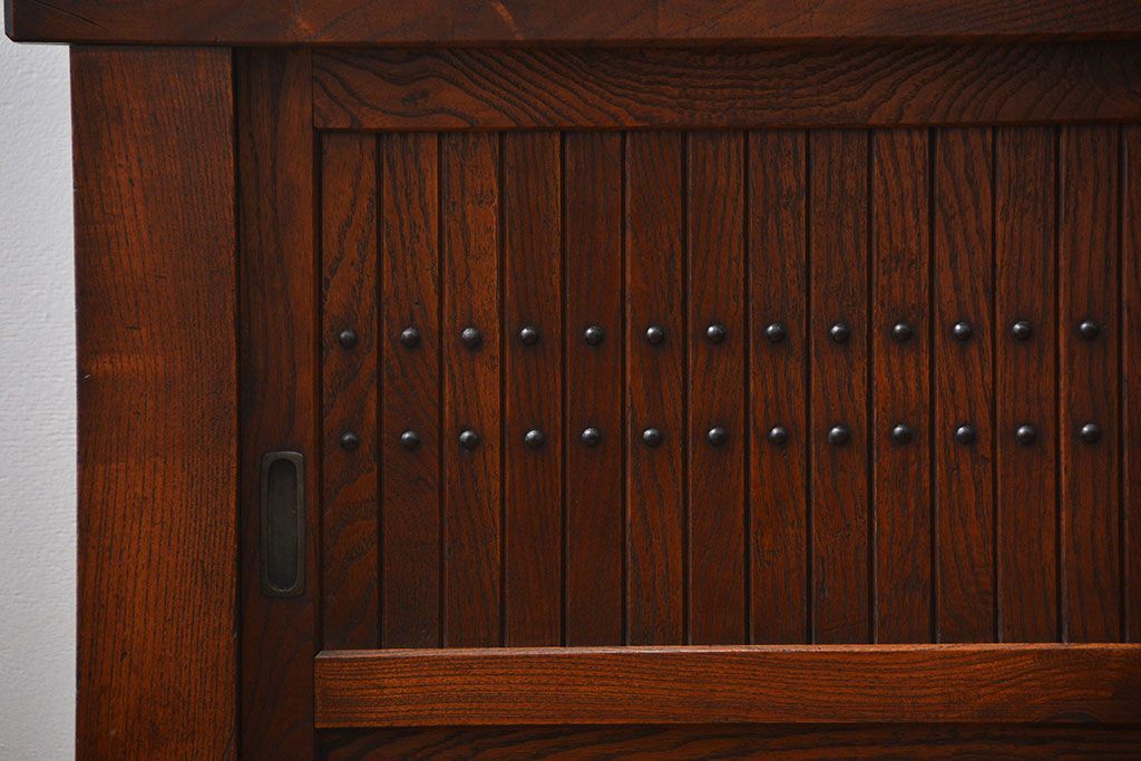 アンティーク家具　古民具・骨董 特別注文造り　希少な前面欅材!五尺水屋箪笥(食器棚、カップボード)