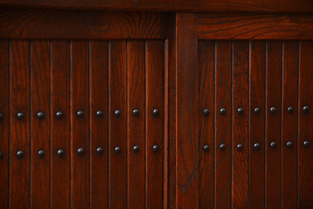 アンティーク家具　古民具・骨董 特別注文造り　希少な前面欅材!五尺水屋箪笥(食器棚、カップボード)