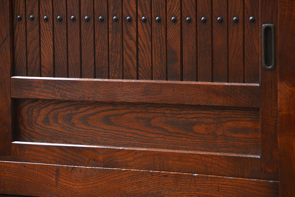 アンティーク家具　古民具・骨董 特別注文造り　希少な前面欅材!五尺水屋箪笥(食器棚、カップボード)