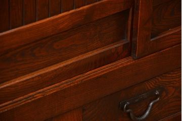 アンティーク家具　古民具・骨董 特別注文造り　希少な前面欅材!五尺水屋箪笥(食器棚、カップボード)