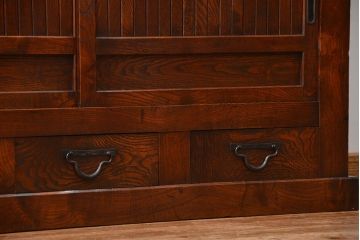 アンティーク家具　古民具・骨董 特別注文造り　希少な前面欅材!五尺水屋箪笥(食器棚、カップボード)