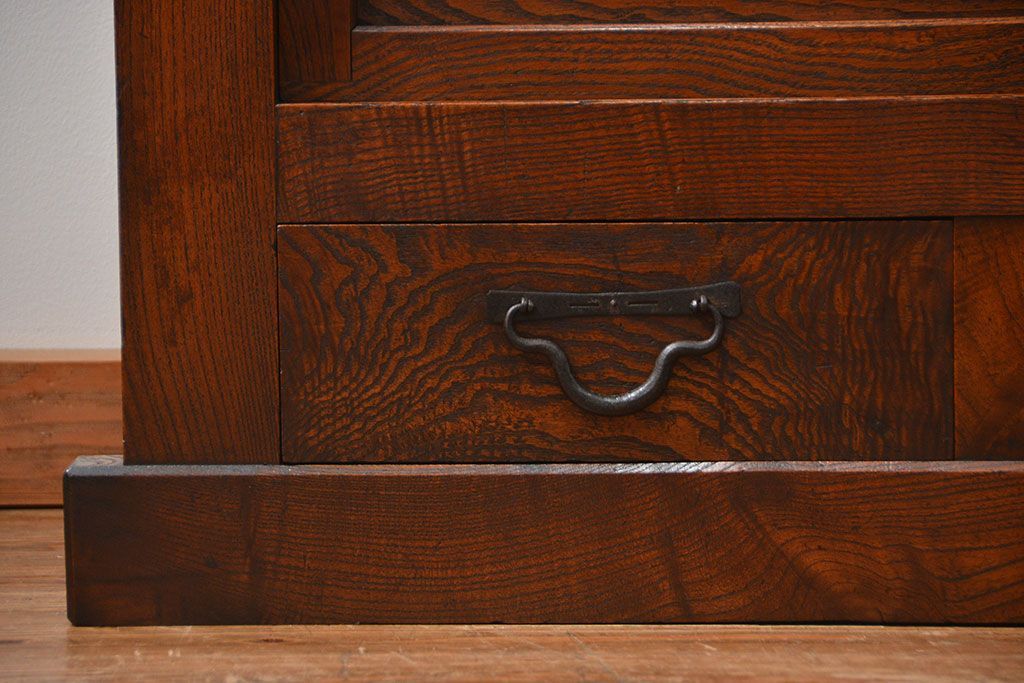 アンティーク家具　古民具・骨董 特別注文造り　希少な前面欅材!五尺水屋箪笥(食器棚、カップボード)