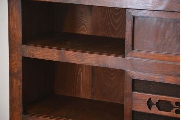 アンティーク家具　古民具・骨董 特別注文造り　希少な前面欅材!五尺水屋箪笥(食器棚、カップボード)