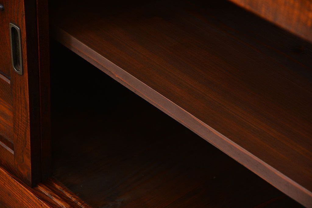 アンティーク家具　古民具・骨董 特別注文造り　希少な前面欅材!五尺水屋箪笥(食器棚、カップボード)