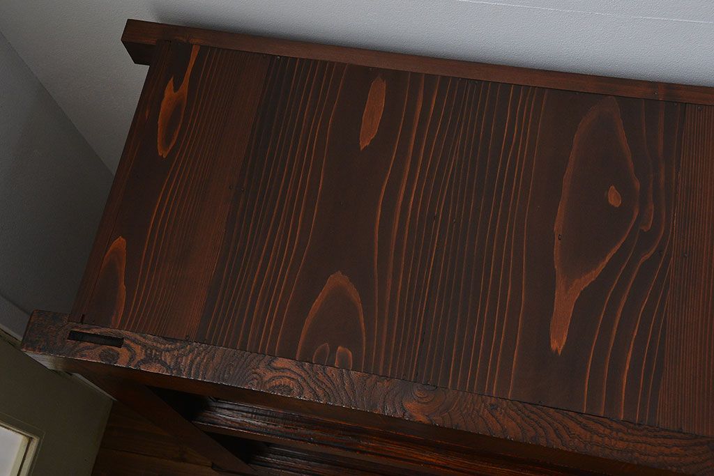 アンティーク家具　古民具・骨董 特別注文造り　希少な前面欅材!五尺水屋箪笥(食器棚、カップボード)