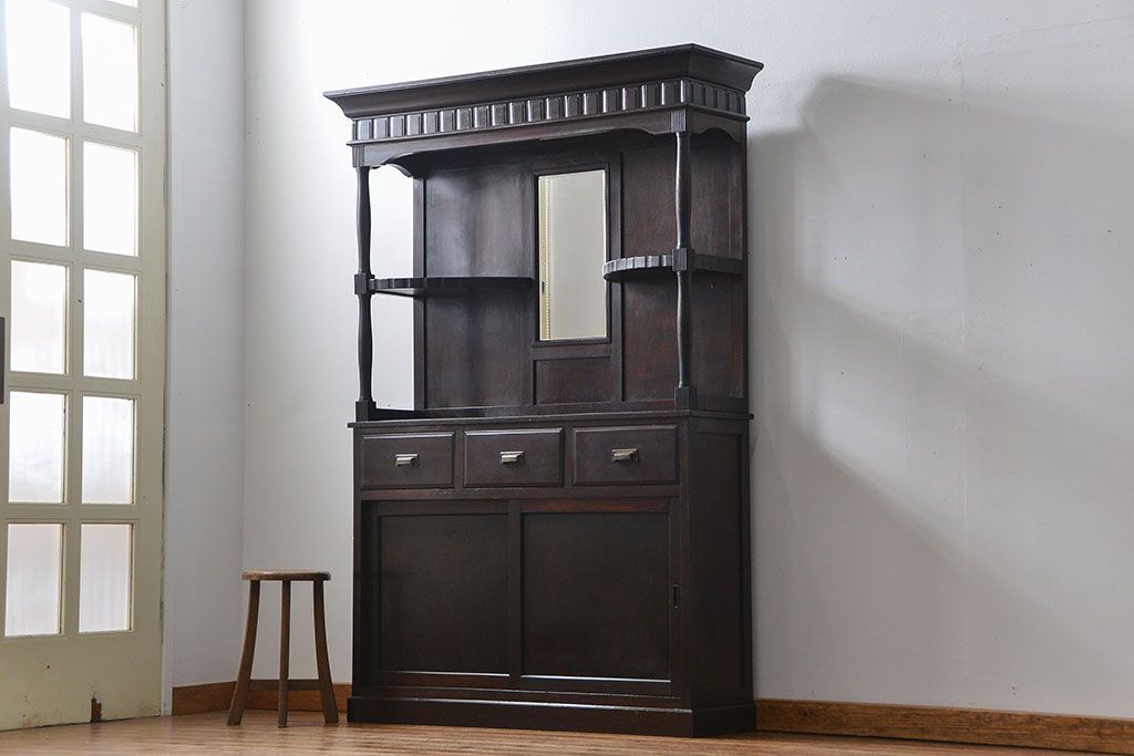 アンティーク家具 大正ロマン 希少品 バーカウンターキャビネット(収納棚、飾り棚、カップボード)