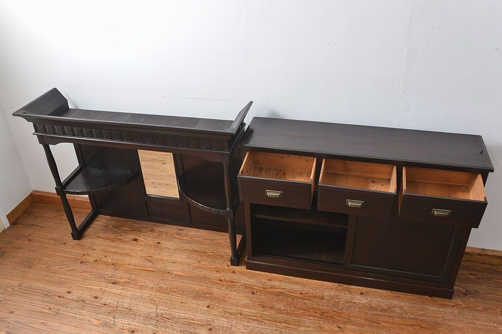 アンティーク家具 大正ロマン 希少品 バーカウンターキャビネット(収納棚、飾り棚、カップボード)