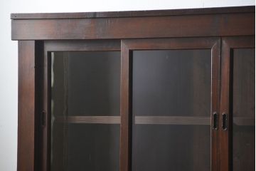 アンティーク家具　古民具・骨董 味わい深い六尺関西収納棚(戸棚、ガラスケース、水屋箪笥)