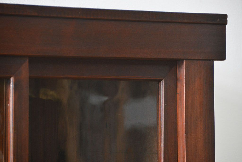 アンティーク家具　古民具・骨董 味わい深い六尺関西収納棚(戸棚、ガラスケース、水屋箪笥)