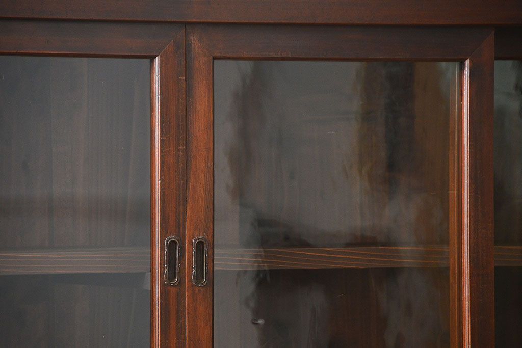 アンティーク家具　古民具・骨董 味わい深い六尺関西収納棚(戸棚、ガラスケース、水屋箪笥)