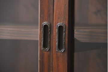 アンティーク家具　古民具・骨董 味わい深い六尺関西収納棚(戸棚、ガラスケース、水屋箪笥)