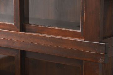 アンティーク家具　古民具・骨董 味わい深い六尺関西収納棚(戸棚、ガラスケース、水屋箪笥)