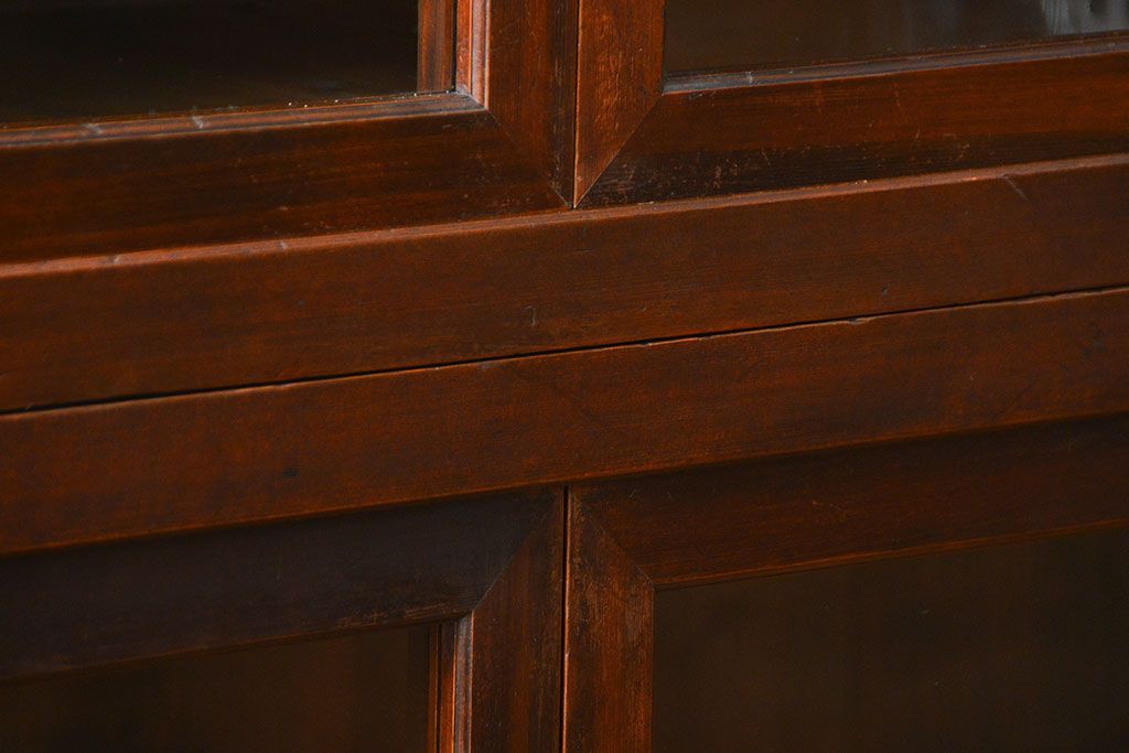 アンティーク家具　古民具・骨董 味わい深い六尺関西収納棚(戸棚、ガラスケース、水屋箪笥)