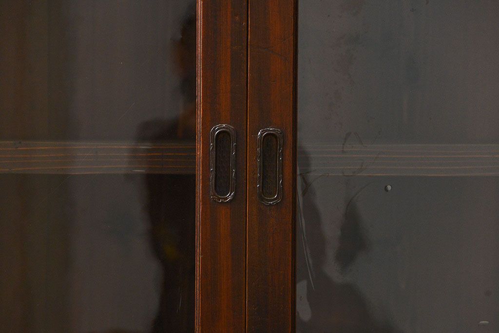 アンティーク家具　古民具・骨董 味わい深い六尺関西収納棚(戸棚、ガラスケース、水屋箪笥)