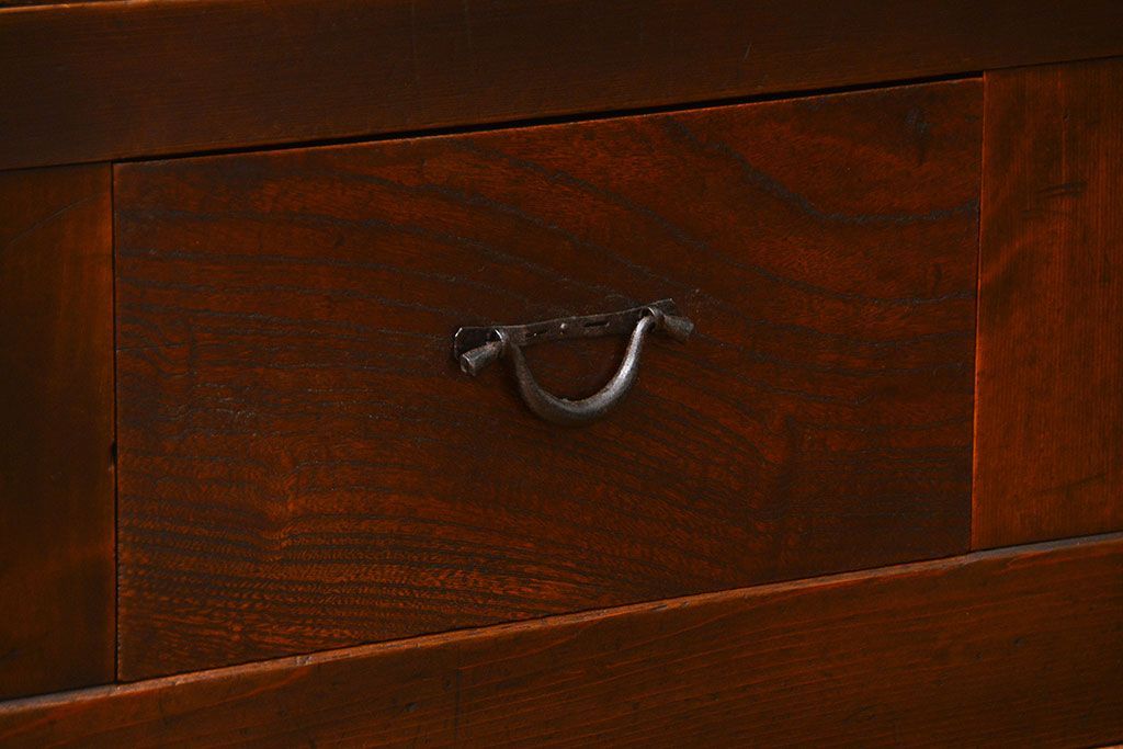 アンティーク家具　古民具・骨董 味わい深い六尺関西収納棚(戸棚、ガラスケース、水屋箪笥)