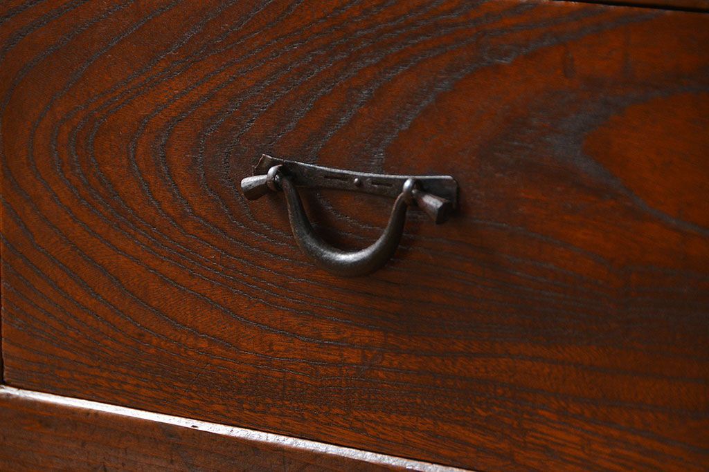 アンティーク家具　古民具・骨董 味わい深い六尺関西収納棚(戸棚、ガラスケース、水屋箪笥)