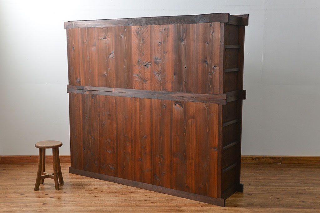 アンティーク家具　古民具・骨董 味わい深い六尺関西収納棚(戸棚、ガラスケース、水屋箪笥)