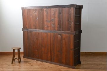 アンティーク家具　古民具・骨董 味わい深い六尺関西収納棚(戸棚、ガラスケース、水屋箪笥)