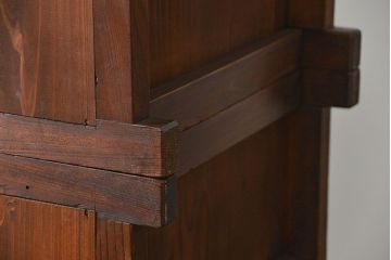 アンティーク家具　古民具・骨董 味わい深い六尺関西収納棚(戸棚、ガラスケース、水屋箪笥)