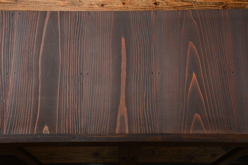 アンティーク家具　古民具・骨董 味わい深い六尺関西収納棚(戸棚、ガラスケース、水屋箪笥)