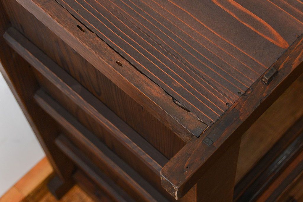 アンティーク家具　古民具・骨董 味わい深い六尺関西収納棚(戸棚、ガラスケース、水屋箪笥)