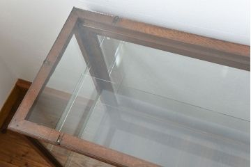 アンティーク家具　アンティーク 古いナラ材の大きなガラスケース(ショーケース、陳列棚)