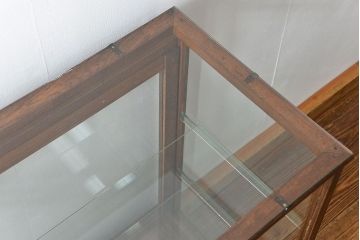 アンティーク家具　アンティーク 古いナラ材の大きなガラスケース(ショーケース、陳列棚)