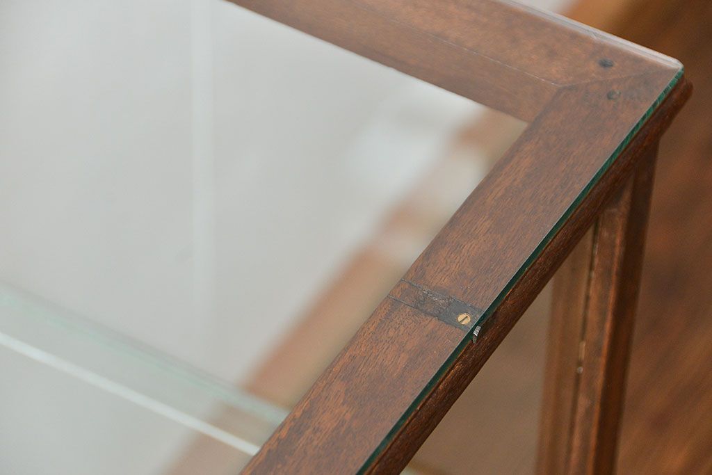 アンティーク家具　アンティーク 古いナラ材の大きなガラスケース(ショーケース、陳列棚)