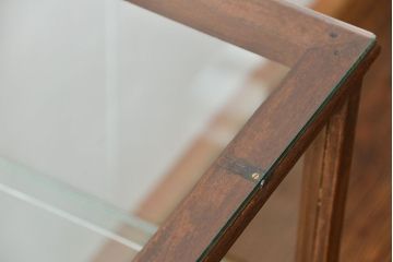 アンティーク家具　アンティーク 古いナラ材の大きなガラスケース(ショーケース、陳列棚)