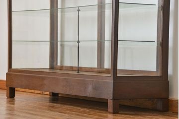 アンティーク家具　アンティーク 古いナラ材の大きなガラスケース(ショーケース、陳列棚)