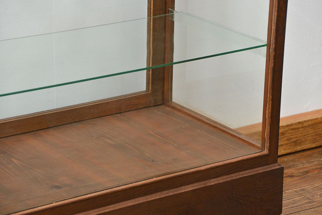 アンティーク家具　アンティーク 古いナラ材の大きなガラスケース(ショーケース、陳列棚)