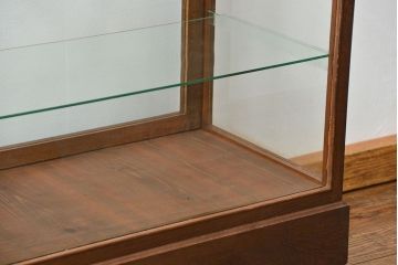 アンティーク家具　アンティーク 古いナラ材の大きなガラスケース(ショーケース、陳列棚)
