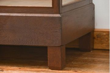 アンティーク家具　アンティーク 古いナラ材の大きなガラスケース(ショーケース、陳列棚)