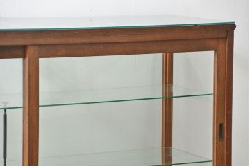 アンティーク家具　アンティーク 古いナラ材の大きなガラスケース(ショーケース、陳列棚)