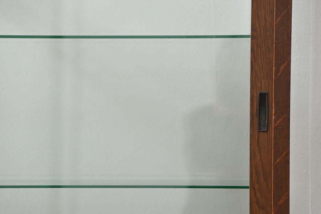 アンティーク家具　アンティーク 古いナラ材の大きなガラスケース(ショーケース、陳列棚)