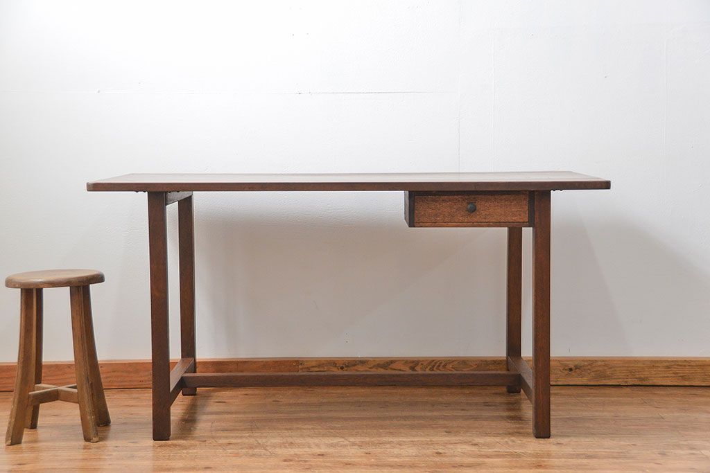 アンティーク家具　アンティーク 古い木のシンプルな作業台(テーブル、机)