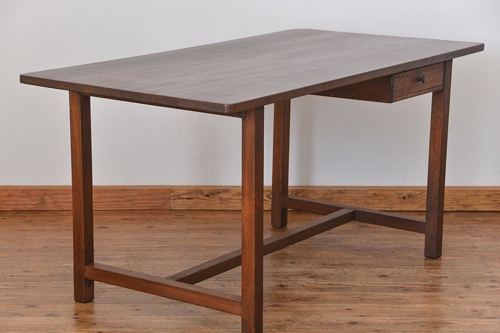 アンティーク家具　アンティーク 古い木のシンプルな作業台(テーブル、机)