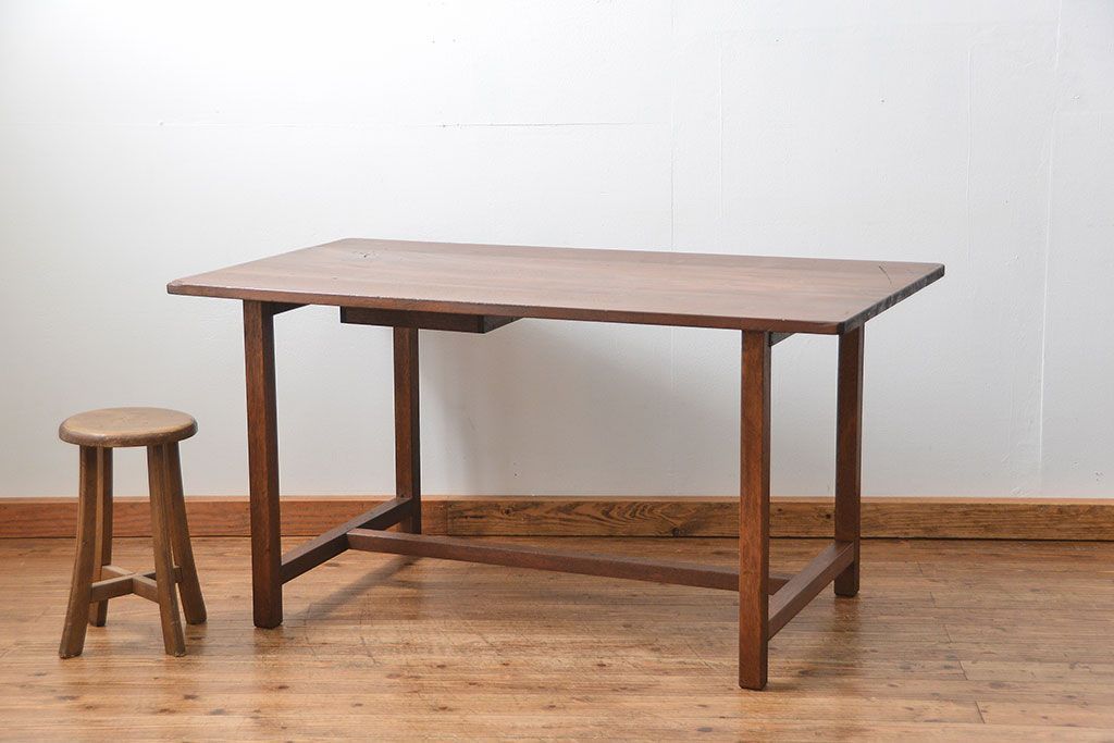 アンティーク家具　アンティーク 古い木のシンプルな作業台(テーブル、机)